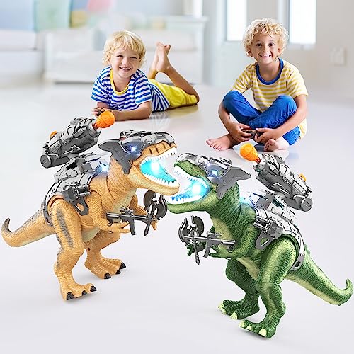 Dinosaur Toys with Remote Control-Dino Toys for Kids 3-5,6-8,8-12,Robot T-Rex Dinosaurs with Sounds,Lights,Moving and Launching Bullets,Gifts for 3+ Years Old Boys and Girls(Green)