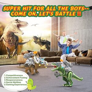 Dinosaur Toys with Remote Control-Dino Toys for Kids 3-5,6-8,8-12,Robot T-Rex Dinosaurs with Sounds,Lights,Moving and Launching Bullets,Gifts for 3+ Years Old Boys and Girls(Green)