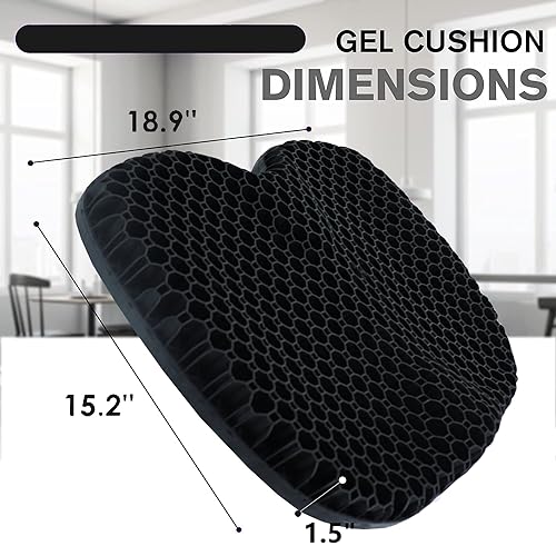 Aiouarc Gel Seat Cushion, Breathable Honeycomb Design, Gel Seat Cushion for Long Sitting, Tailbone Pain Relief Cushion, Office Chair Cushion, Wheelchair Cushion, Car Seat Cushion, Chair Pads