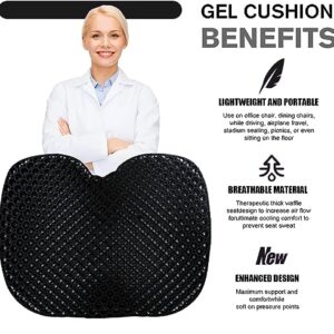 Aiouarc Gel Seat Cushion, Breathable Honeycomb Design, Gel Seat Cushion for Long Sitting, Tailbone Pain Relief Cushion, Office Chair Cushion, Wheelchair Cushion, Car Seat Cushion, Chair Pads