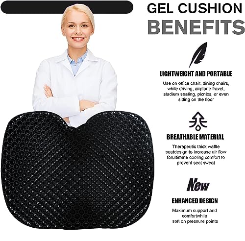 Aiouarc Gel Seat Cushion, Breathable Honeycomb Design, Gel Seat Cushion for Long Sitting, Tailbone Pain Relief Cushion, Office Chair Cushion, Wheelchair Cushion, Car Seat Cushion, Chair Pads