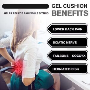 Aiouarc Gel Seat Cushion, Breathable Honeycomb Design, Gel Seat Cushion for Long Sitting, Tailbone Pain Relief Cushion, Office Chair Cushion, Wheelchair Cushion, Car Seat Cushion, Chair Pads