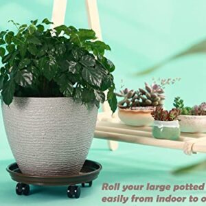 8 Packs Large Plant Caddy with PU Wheels 12” Rolling Plant Stands Heavy-duty Plastic Plant Roller Base Pot Movers Plant Saucer on Wheels Indoor Outdoor Plant Dolly with Casters Planter Tray Coaster