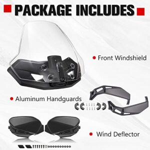 A & UTV PRO Sport Windshield & Aluminum Plastic Handguards Kit for Can-Am Ryker All Model, Adjustable Vented Windscreen, Hand Guard Protector, Replace OEM # 219401023, 219400771, 219400998, 219400894