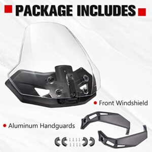 A & UTV PRO Sport Windshield & Aluminum Handguards for Can-Am Ryker All Models, Adjustable Vented Windscreen, Handlebars Hand Guard Protector Accessories, Replace OEM # 219401023, 219400771, 219400998