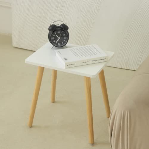 AWASEN Side Table, Small End Accent Table for Living Room Bedroom Office Small Spaces, Modern White Side Table Nightstand with Solid Wood, Easy Assembly, (White)