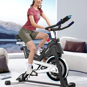 Pooboo Magnetic Exercise Bike Stationary, Indoor Cycling Bike with Built-In Bluetooth Sensor Compatible with Exercise bike apps& Ipad Mount, Comfortable seat and Slant Board, Silent Belt Drive (626S)