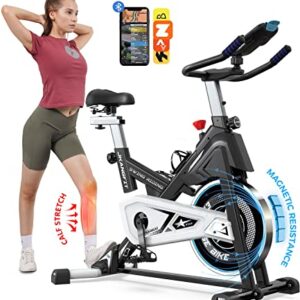 Pooboo Magnetic Exercise Bike Stationary, Indoor Cycling Bike with Built-In Bluetooth Sensor Compatible with Exercise bike apps& Ipad Mount, Comfortable seat and Slant Board, Silent Belt Drive (626S)