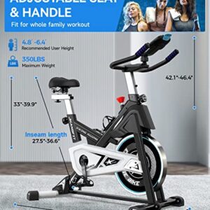 Pooboo Magnetic Exercise Bike Stationary, Indoor Cycling Bike with Built-In Bluetooth Sensor Compatible with Exercise bike apps& Ipad Mount, Comfortable seat and Slant Board, Silent Belt Drive (626S)