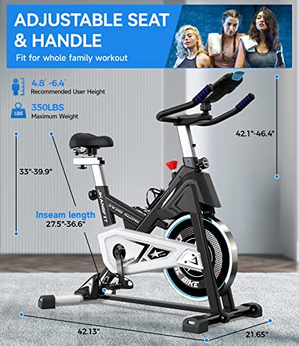 Pooboo Magnetic Exercise Bike Stationary, Indoor Cycling Bike with Built-In Bluetooth Sensor Compatible with Exercise bike apps& Ipad Mount, Comfortable seat and Slant Board, Silent Belt Drive (626S)