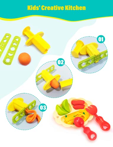 Play Dough Tools Set for Kids - 40PCS Playdough Toys Accessories with Shapes Cutters Extruder Kiddy Dough Tools Kit for Girls Boys