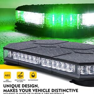 LUMENIX LED Rooftop Strobe Beacon Lights Magnetic Mount Emergency Traffic Security Warning Caution Flashing Plow Light Bar, for Construction Vehicles Tow Trucks Snowplow Postal Cars White/Green