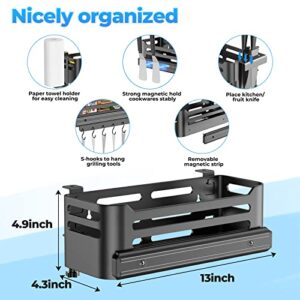 AUXCO Griddle Caddy for Blackstone Griddle，Griddle Accessories Space Saving for 28"/36"Blackstone,BBQ Accessories Storage Box with Magnetic Tool Holder ,Paper Towel Holder, knife Holder ,6 Hooks