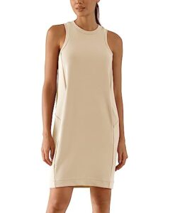 ododos modal soft loose tank dress for women casual sleeveless sundress with kangaroo pocket summer dress, ivory, x-large