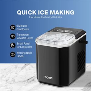 Ice Makers Countertop, Portable Ice Maker Machine with Self-Cleaning, 9 Bullet Ice Ready in 6 Mins, Handheld Ice Maker 26.5lbs 24Hrs with Ice Bags and Scoop Basket for Home Bar Camping RV(Black)