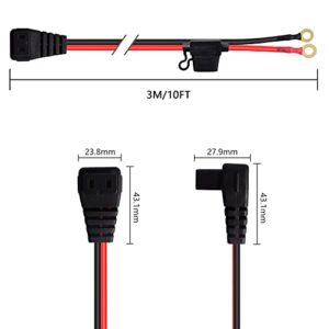 PNGKNYOCN 12V Car Refrigerator DC Power Cable，16AWG O Ring Terminal to Portable Car Coole Lead Cable Built in 15A Fuse for Portable Car Refrigerator Fridge（3M/10FT）
