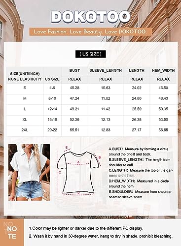 Dokotoo 2023 Fashion Summer Womens Solid V Neck Batwing Short Sleeve Shirts Button Down Cotton Office Workout Blouses Tops Resort Wear for Women Brown XL