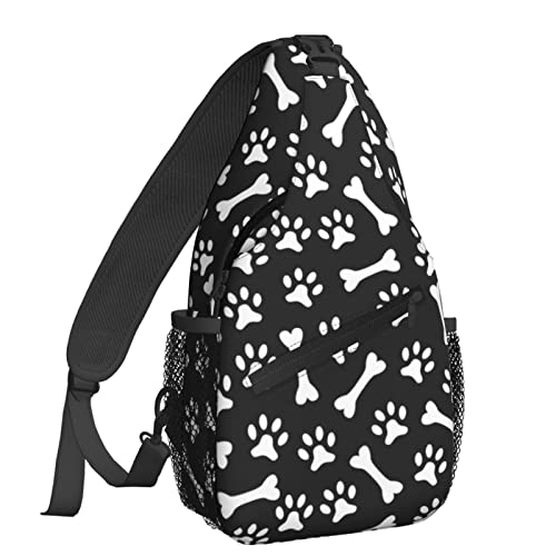 NiuKom Paw Bone Black Crossbody Bags for Women Trendy Sling Backpack Men Chest Bag Gym Cycling Travel Hiking Daypacks