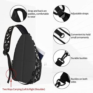 NiuKom Paw Bone Black Crossbody Bags for Women Trendy Sling Backpack Men Chest Bag Gym Cycling Travel Hiking Daypacks