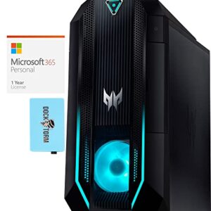 acer Predator PO3-630 Gaming Desktop PC (Intel i7-11700 8-Core, 64GB RAM, 1TB PCIe SSD + 3TB HDD (3.5), GeForce RTX 3070, WiFi, Bluetooth, Win 11 Pro) with MS 365 Personal, Dockztorm Hub