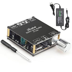 xy-c50h bluetooth amplifier board, tpa3116d2 hifi chip 12-24v dc input,support usb sound card/usb flash, aux, bluetooth multiple input modes (xy-c50h with 12v/5a dc power adapter