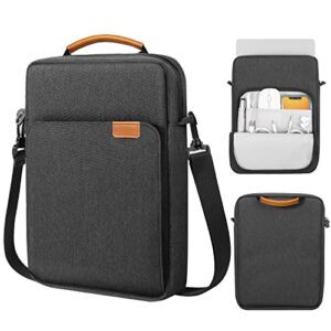 moko 13.3-14 inch laptop sleeve bag fits macbook pro 13" m2 2022/pro m1 pro/m1 max 14.2 2021, macbook air 13.6" m2 2022, tab s8 ultra 14.6", handle carrying case with shoulder strap, black & gray