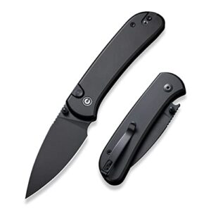 civivi pocket folding knife- button lock knife with thumb stud opener for edc, 2.98" 14c28n blade aluminum handle, qubit utility knife for men women gift c22030e-1