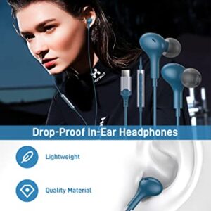 USB C Earbuds for Google Pixel 8 7 Pro 7A 6A 6 iPhone 15,Type C Headphone in Ear Buds Earphones Microphone Wired Headset for Samsung Galaxy Z Flip 5 Fold 4 3 S23 FE Ultra S22 Plus S21 S20 OnePlus 11