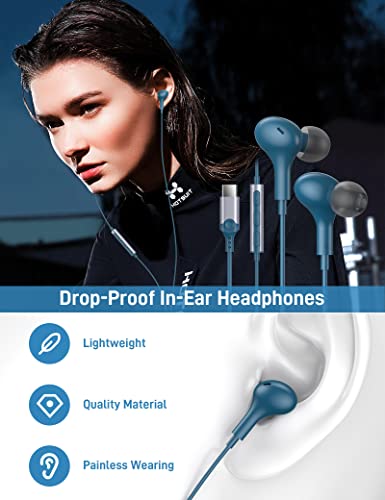 USB C Earbuds for Google Pixel 8 7 Pro 7A 6A 6 iPhone 15,Type C Headphone in Ear Buds Earphones Microphone Wired Headset for Samsung Galaxy Z Flip 5 Fold 4 3 S23 FE Ultra S22 Plus S21 S20 OnePlus 11