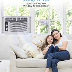 Acekool 5000 BTU Window Air Conditioner, Window AC Unit with Easy-to-Use Mechanical Controls and Reusable Filter, Efficient Cooling for Smaller Areas, Cools 150 Sq.ft, 110-115V