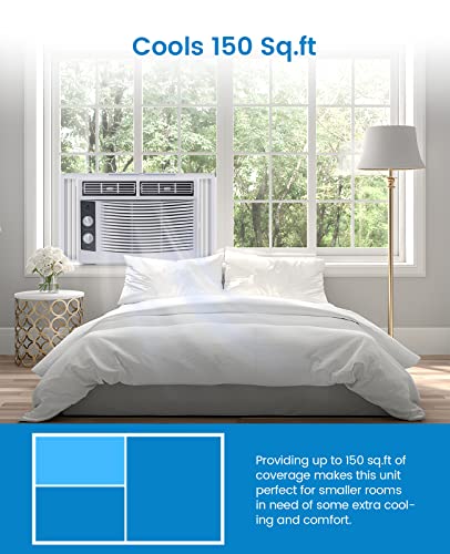 Acekool 5000 BTU Window Air Conditioner, Window AC Unit with Easy-to-Use Mechanical Controls and Reusable Filter, Efficient Cooling for Smaller Areas, Cools 150 Sq.ft, 110-115V