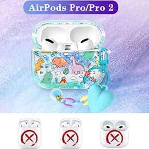 Kokaaee for Airpod Pro & Pro 2 Case Cover Cute Funda Kawaii Women Aesthetic Protector Girls Girly Liquid Glitter Bling Sparkly Design Estuche Keychain Y2K for Apple Airpod Pro 1/2 Cases