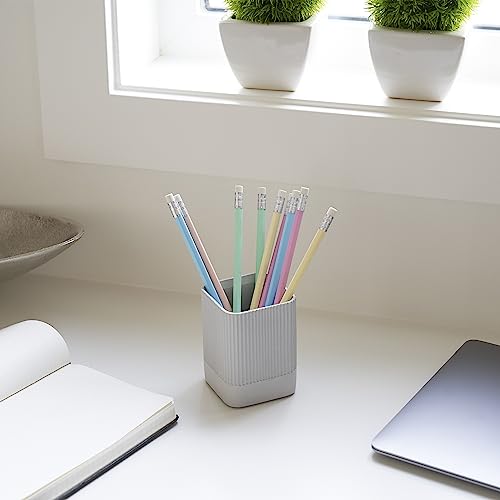 Aesthetic Pen Holder For Your Desk - The Perfect Modern Concrete Pencil Holder Easily Organizes All Pens and Desk Accessories - A Cute Natural Design And Must Have Pen Cup For Your Office Decor