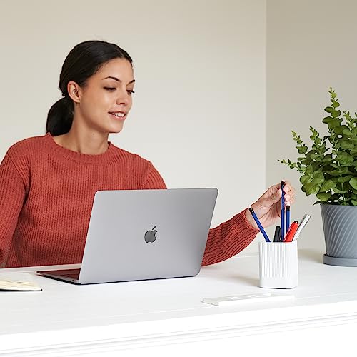 Aesthetic Pen Holder For Your Desk - The Perfect Modern Concrete Pencil Holder Easily Organizes All Pens and Desk Accessories - A Cute Natural Design And Must Have Pen Cup For Your Office Decor