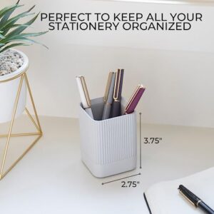 Aesthetic Pen Holder For Your Desk - The Perfect Modern Concrete Pencil Holder Easily Organizes All Pens and Desk Accessories - A Cute Natural Design And Must Have Pen Cup For Your Office Decor