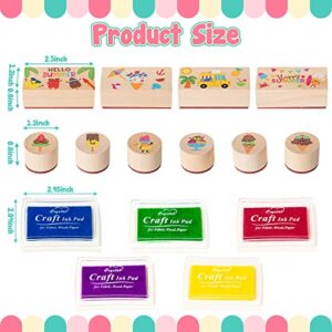 15Pcs Summer Ice-Cream Wooden Rubber Stamps for Crafting, Wood Rubber Stamp for Scrapbooking DIY Craft Card Stamps Pads Decorative Rubber Stamps Ink Pads for Kids Stamps Birthday Gift Card Making Kit