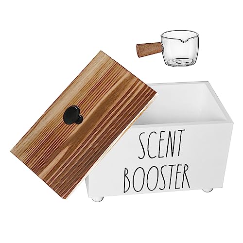 CHONIC Laundry Scent Booster Container, Farmhouse Scent Beads Storage Organization, Rustic Wood Dispenser for Clothing Fragrance Beads, Laundry Room Powder Box, Laundry Detergent Organizer Bin