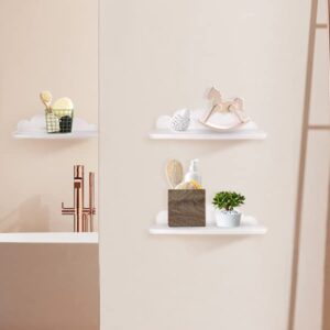 Veluckin Small Floating Shelves Mini Cloud Shelves Hanging Display Wall Shelf for Bathroom Livingroom Bedroom,3 Pack,with 2 Types of Installation,White