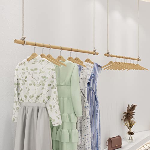 Height Adjustable Ceiling Clothing Hanging Racks,Creative Commercial Wedding Dress Display Shelf, Retail Display Ceiling Organizer Rail,Shop Window Solid Wood Clothes Rail