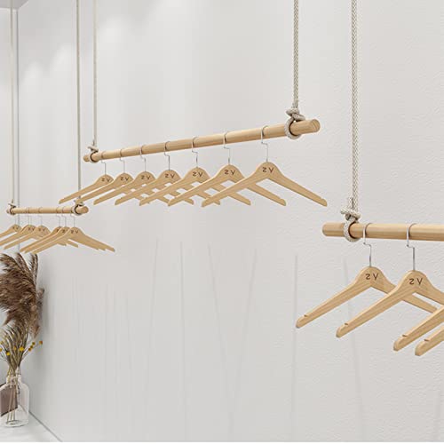 Height Adjustable Ceiling Clothing Hanging Racks,Creative Commercial Wedding Dress Display Shelf, Retail Display Ceiling Organizer Rail,Shop Window Solid Wood Clothes Rail