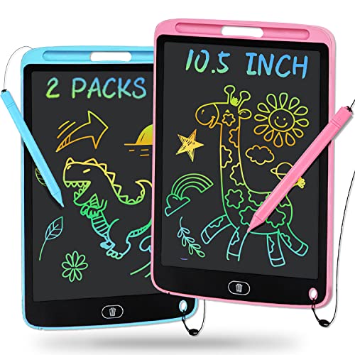 Toys for Girls Boys 10.5 Inch LCD Writing Tablet 2 Packs Drawing Pad, Colorful Screen Doodle Board for Preschool Kids, Travel Gifts Girl Boy Learning Toys for Age 3 4 5 5+ 6-8 8-10 Toddler