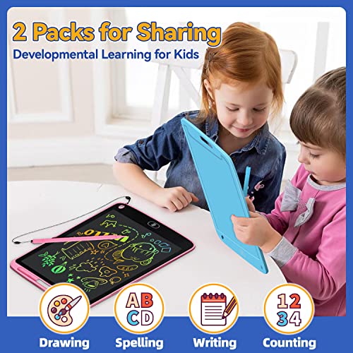 Toys for Girls Boys 10.5 Inch LCD Writing Tablet 2 Packs Drawing Pad, Colorful Screen Doodle Board for Preschool Kids, Travel Gifts Girl Boy Learning Toys for Age 3 4 5 5+ 6-8 8-10 Toddler