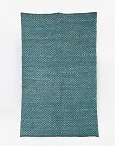 durrie india area rugs for bedroom living room rug durrie 6' x 4' ft handmade boho braided jute & cotton area rug - blue