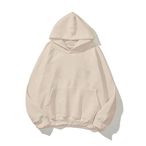 Meladyan Women Solid Basic Loose Hoodie Top Fleece Long Sleeve Pullover Oversized Hooded Sweatshirts with Kangaroo Pocket