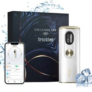 tricklet t3 home use hair removal device for women and men, permanent ipl hair removal with bluetooth smart app ice-cooling technology, 998,000 flashes hair remover device for facial arms legs white