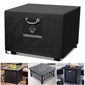 qh.home fire pit cover square super waterproof, 32" l x 32" w x 24" h outdoor firepit table cover 600d strong tear resistant, upf 50+ fire pit cover fading resistant for square fire pit - black