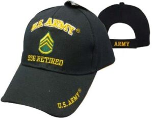 new black us army ssg staff sergeant retired hat ball cap veteran e-6 licensed