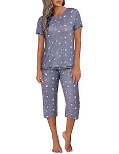ekouaer pajamas for women pjs set for women sleepwear capri pajamas set short sleeves womens pajama sets capri pjs