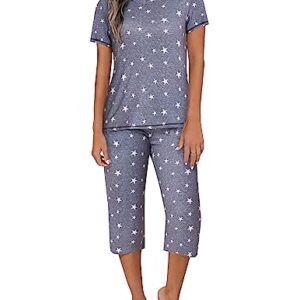 Ekouaer pajamas for women pjs set for women sleepwear capri pajamas set short sleeves womens pajama sets capri pjs