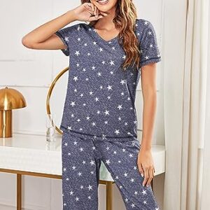 Ekouaer pajamas for women pjs set for women sleepwear capri pajamas set short sleeves womens pajama sets capri pjs